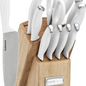 Cusinart Block Knife Set, 12pc Cutlery Knife Set with Steel Blades for Precise Cutting, Lightweight, Stainless Steel, Durable & Dishwasher Safe, C77SSW-12P