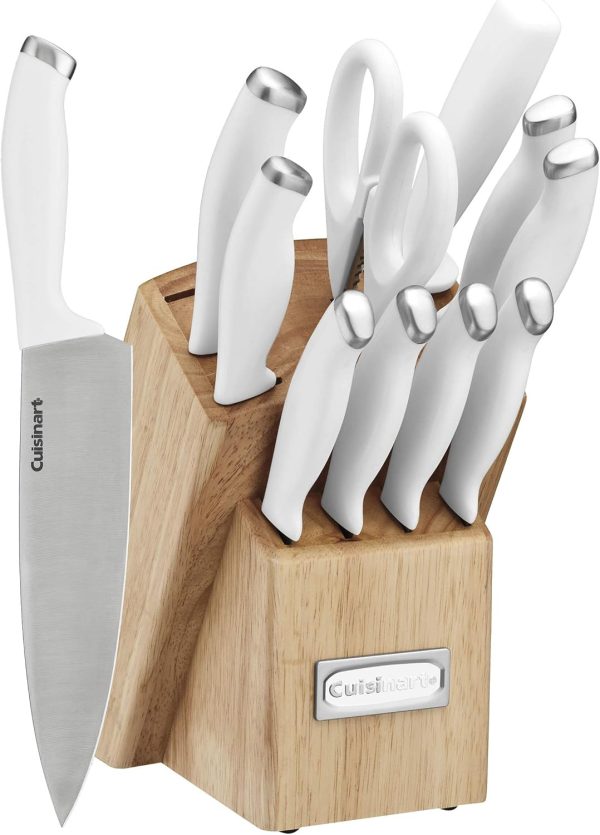 Cusinart Block Knife Set, 12pc Cutlery Knife Set with Steel Blades for Precise Cutting, Lightweight, Stainless Steel, Durable & Dishwasher Safe, C77SSW-12P