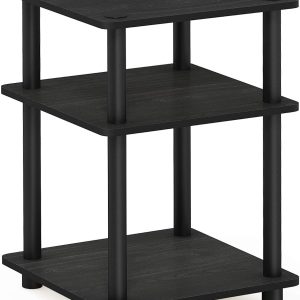 Furinno Turn-N-Tube Easy Assembly Multipurpose End Table / Side Table / Sofa Table / Nightstand, Round Tubes, Blackwood