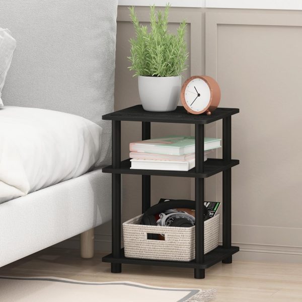 Furinno Turn-N-Tube Easy Assembly Multipurpose End Table / Side Table / Sofa Table / Nightstand, Round Tubes, Blackwood - Image 2