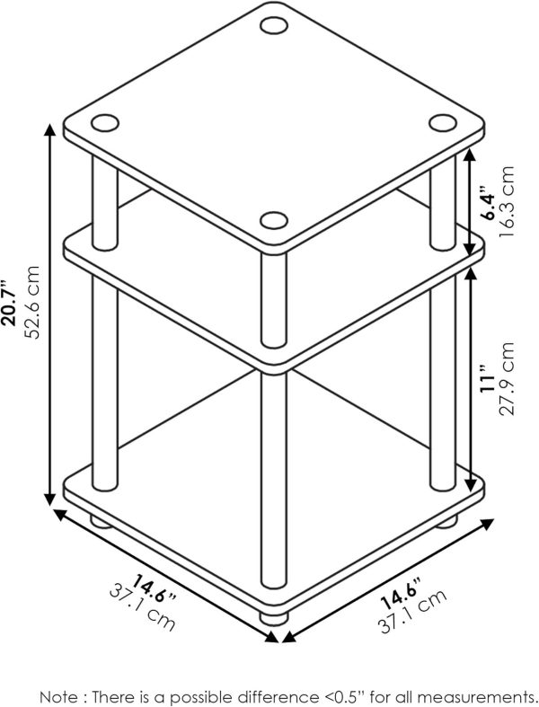 Furinno Turn-N-Tube Easy Assembly Multipurpose End Table / Side Table / Sofa Table / Nightstand, Round Tubes, Blackwood - Image 3