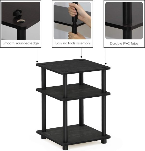 Furinno Turn-N-Tube Easy Assembly Multipurpose End Table / Side Table / Sofa Table / Nightstand, Round Tubes, Blackwood - Image 4