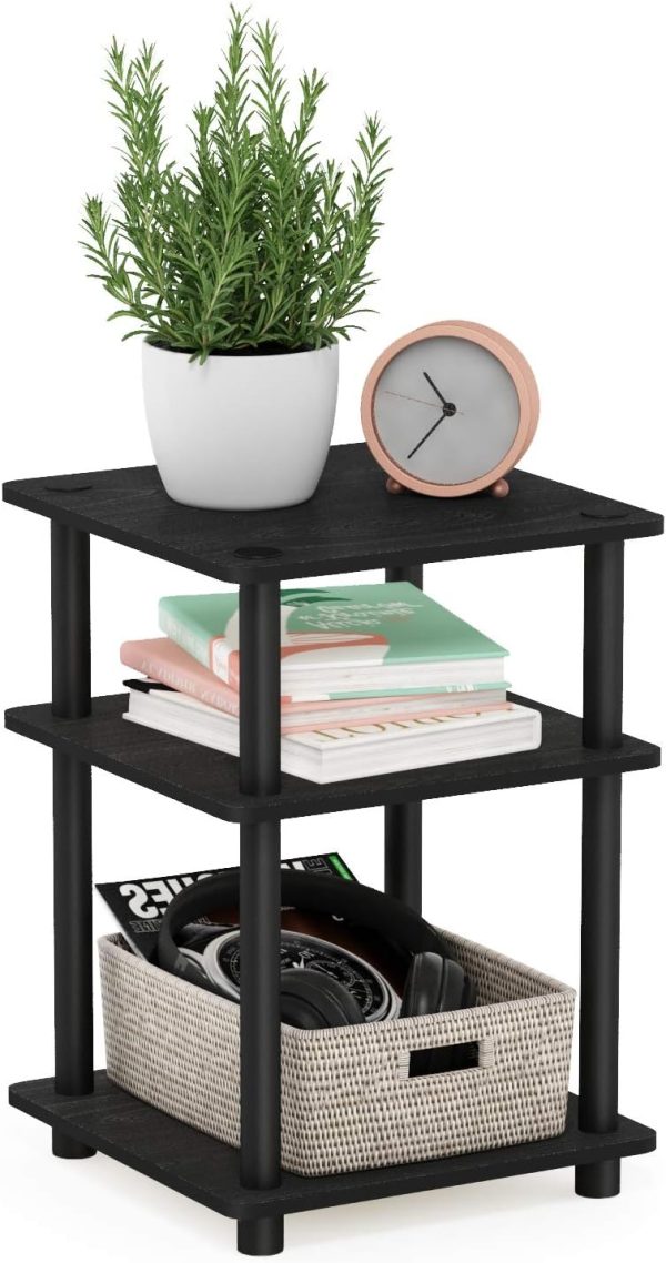 Furinno Turn-N-Tube Easy Assembly Multipurpose End Table / Side Table / Sofa Table / Nightstand, Round Tubes, Blackwood - Image 6