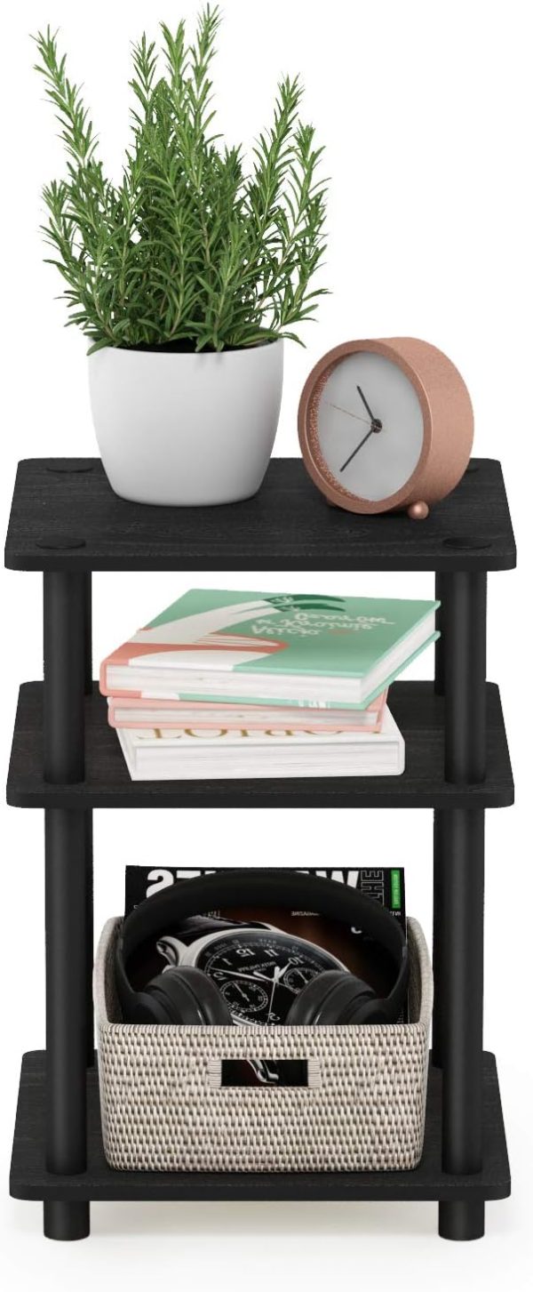 Furinno Turn-N-Tube Easy Assembly Multipurpose End Table / Side Table / Sofa Table / Nightstand, Round Tubes, Blackwood - Image 8