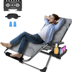 Suteck Zero Gravity Chair, XL 29in Lounge Chair Anti Gravity Chair w/Removable Cushion, Reclining Patio Chairs with Upgraded Lock, Pillow and Footrest, Folding Patio Recliner for Indoor Outdoor