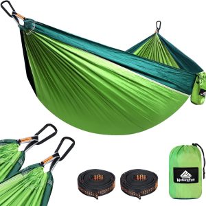 Ultra-Light Travel Camping Hammock | 300kg Load Capacity,(275 x 140 cm) Breathable,Quick-Drying Parachute Nylon | 2 x Premium Carabiners,2 x Nylon Slings Included | Outdoor Indoor Garden